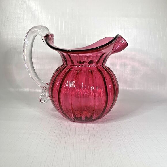 Signed Rossi Cranberry Optic Pitcher - Picture 1 of 7